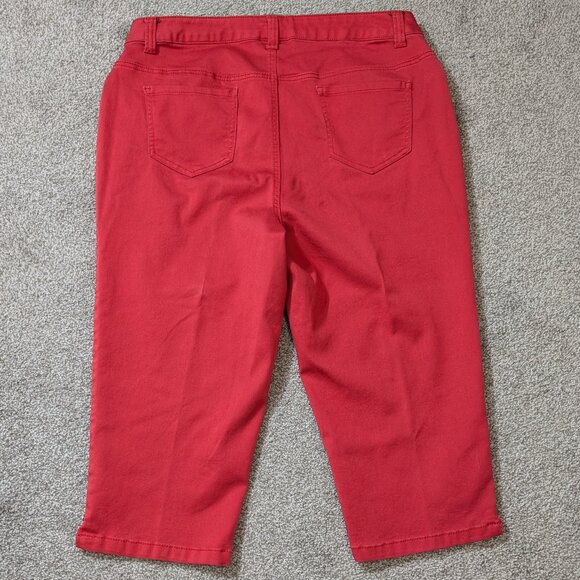 CATHERINES Sateen Stretch, Red Denim High Rise Capris, Crop Pants; Size 20W - Picture 2 of 3